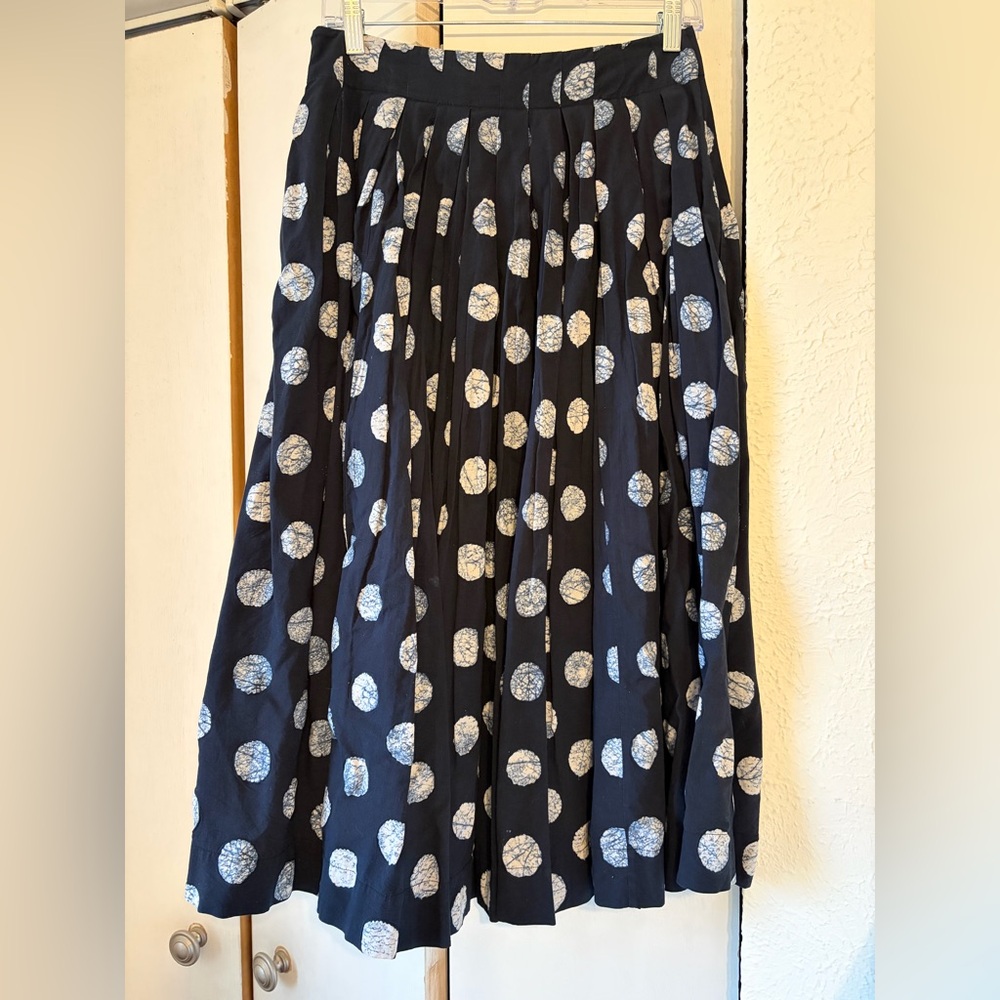 Toast Navy  Maxi Skirt with White Polka Dot Print - Picture 2 of 8